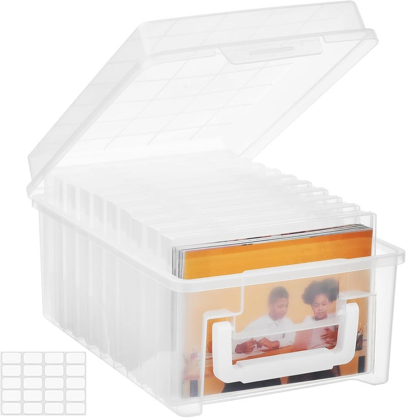 A-Link Photo Storage Box 5 x 7 In Photo Case, 10 Inner Large Photo Keeper, Clear Photo Storage Container, Seed Craft Cards Pictures Organizer, Plastic Office Organizer with 1 Label Sticker - Image 1